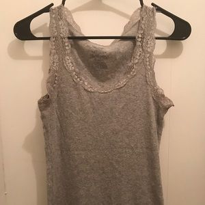 Gray lace accent tank top